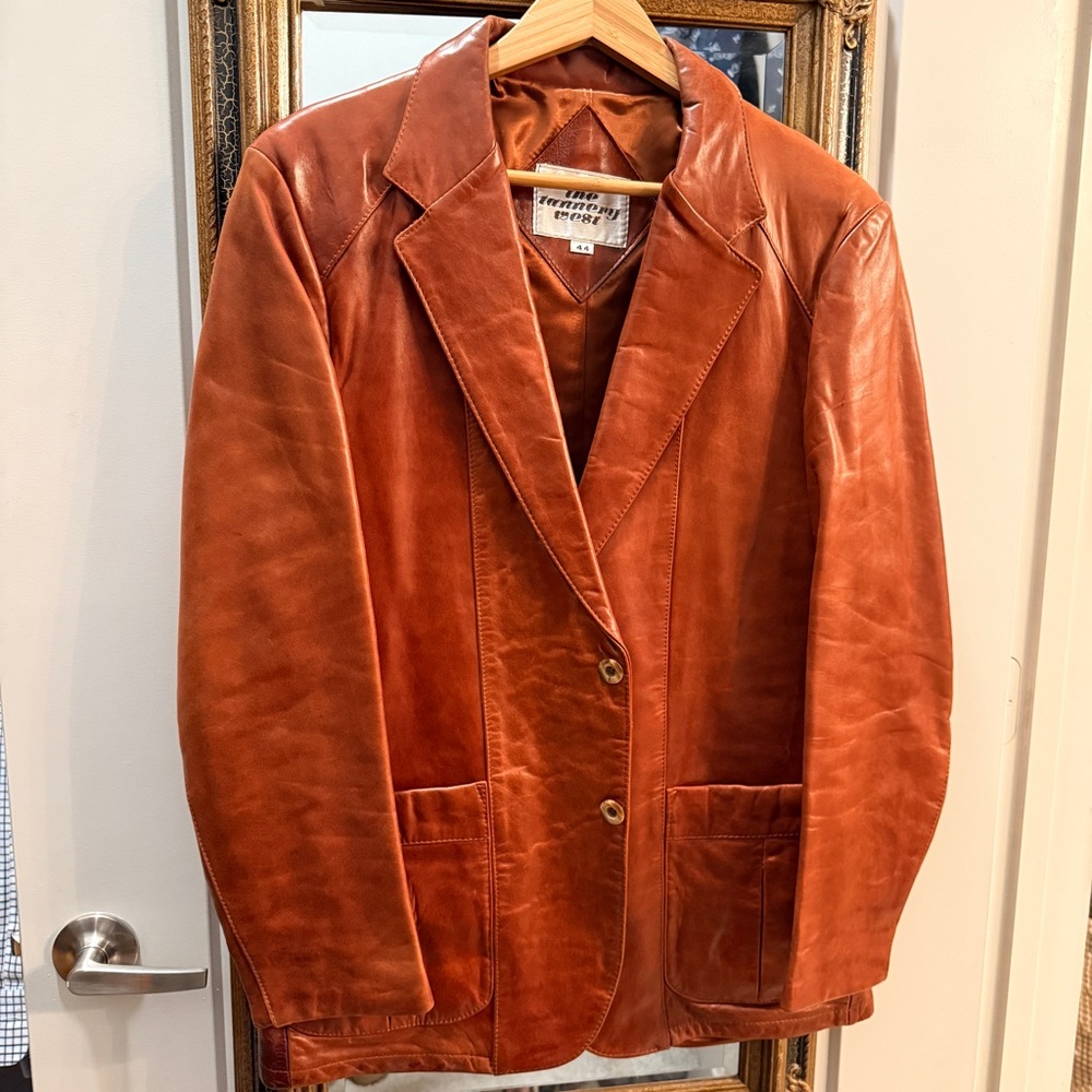 Rust Cognac Leather Jacket 44